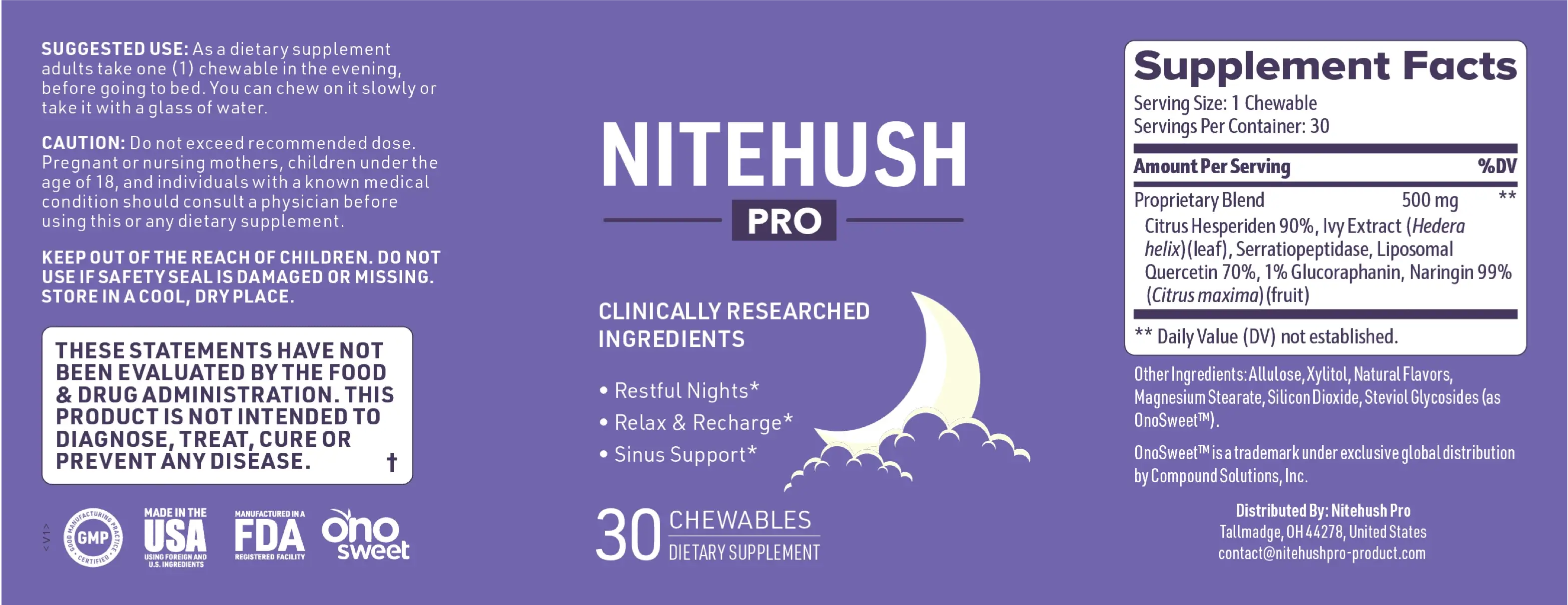 NiteHush Pro Ingredients